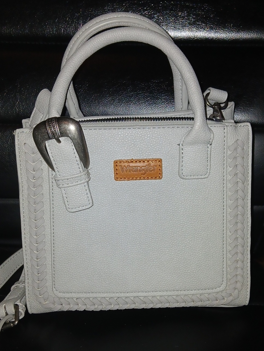 Wrangler White Braided-Trim Top-Handle Satchel